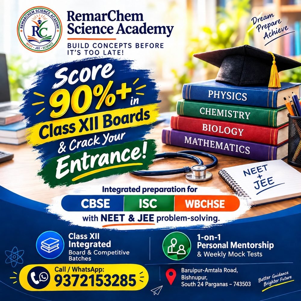 Class XII boards and entrance preparation poster